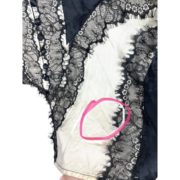BCBGMAXAZRIA Silk Romantic Lace front blouse Y2K sz L - Picture 7 of 10